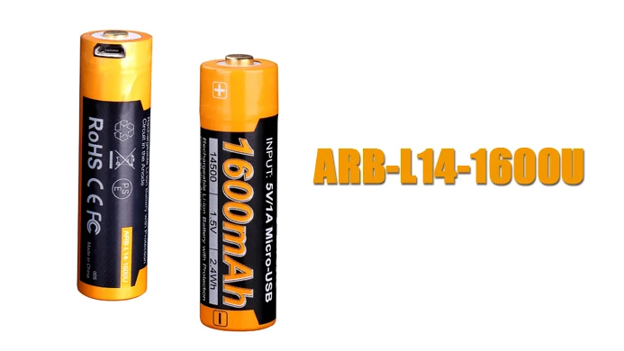 2 шт Fenix ARB L14 1600U USB перезаряжаемая 1600mAh литий ионная 14500 1.5В батарея|torch flashlight|cree xm-l2 u2