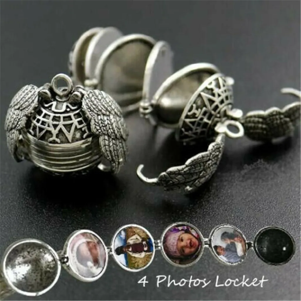 

Hot Sale Expanding Photo Locket Women Necklace Chain Pendant Angel Wings Gift Jewelry Decoration 2019 Silver Necklace