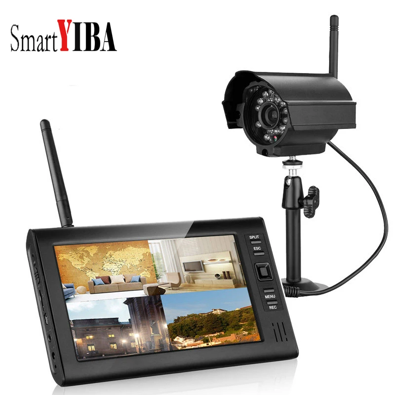 SmartYIBA 7 дюймов 4CH беспроводная CCTV камера видеонаблюдения DVR комплект ИК ночного