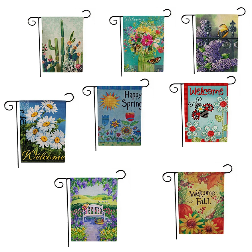 Double Sided Flowers Welcome Garden Flag Banner Seasons Festivals