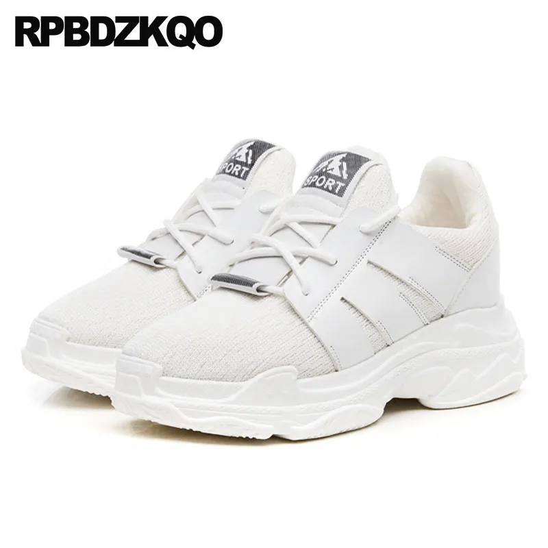 

wedge fashion creepers sneakers white breathable elevator thick sole platform designer shoes women luxury 2018 mesh trainers