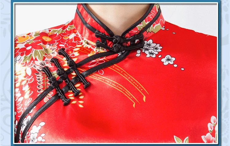 Элегантные женские атласные шарфы Qipao новые тонкие с коротким рукавом Cheong-sam платье в традиционном китайском стиле вечернее платье vestidos