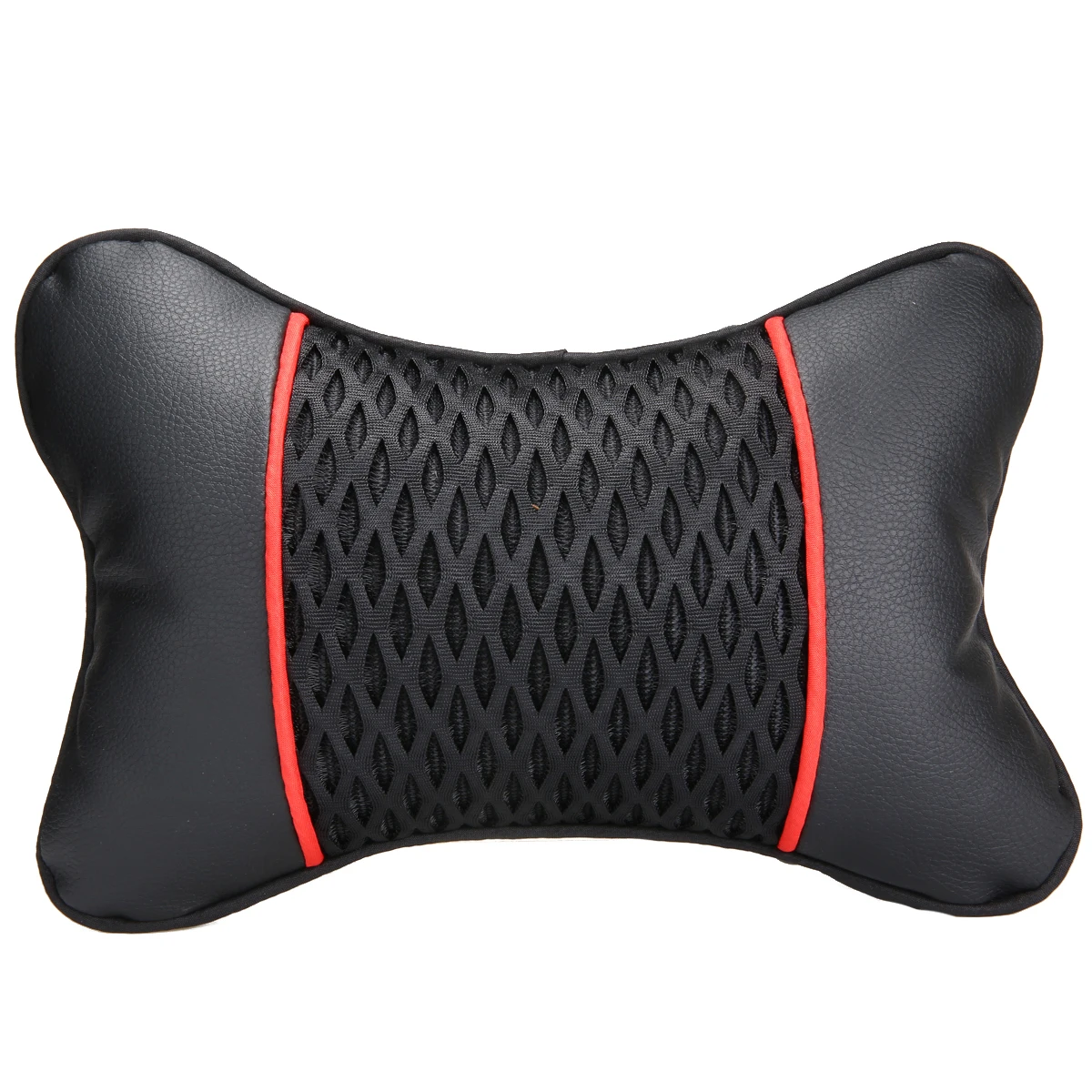 Universal Car Pillows 2pcs Breathable PU Leather Knitted Car Seat Pillow Black Headrest Neck Cushion Mayitr