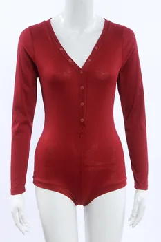 

2020 New fashion women knitted jumpsuits hot European and American deep V neck autumn and winter full sleeve sexy playsuits 3351