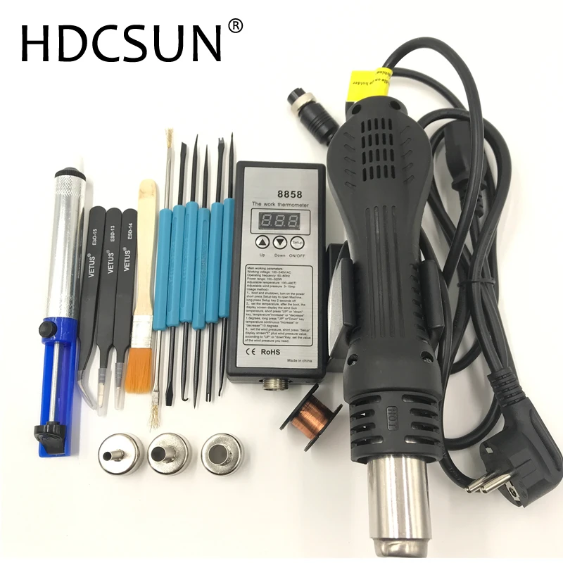 

8858 110V 220V Portable Hot Air Gun BGA Rework Solder Station Hot Air Blower Heat Gun Intelligent detection and cool air