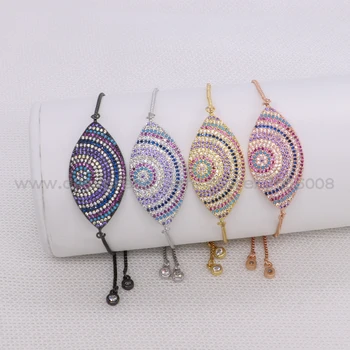 

Metal Ajustable chain Bracelet High quality Micro pave eye pendant Rainbow color bracelet 4Pcs Bracelet Gems jewelry 1640