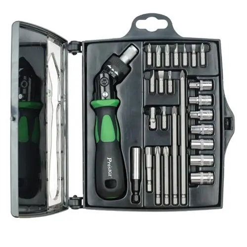 

Free PP Brand ProsKit SD-2314M 25 In 1 Reversible Ratchet Screwdriver With Bits & Sockets Set Toolkit Hand Tool Screwdriver Set