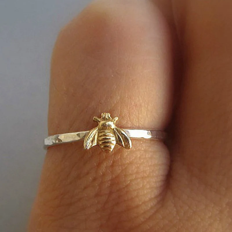 1 шт. простые крошечные Чистый золотой цвет медные пчелиные кольца на палец с золотым чеканным ремешком кольца для укладки Украшения на свадьбу, годовщину