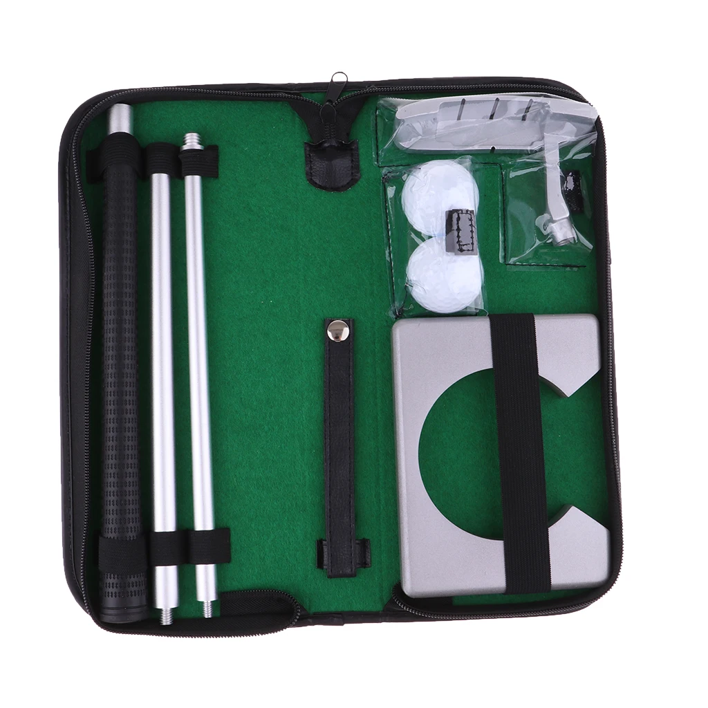 Travel Office Foldable Golf Putter Putting Green Cup Hole and 2 Balls Golfer Enthusiasts Gift