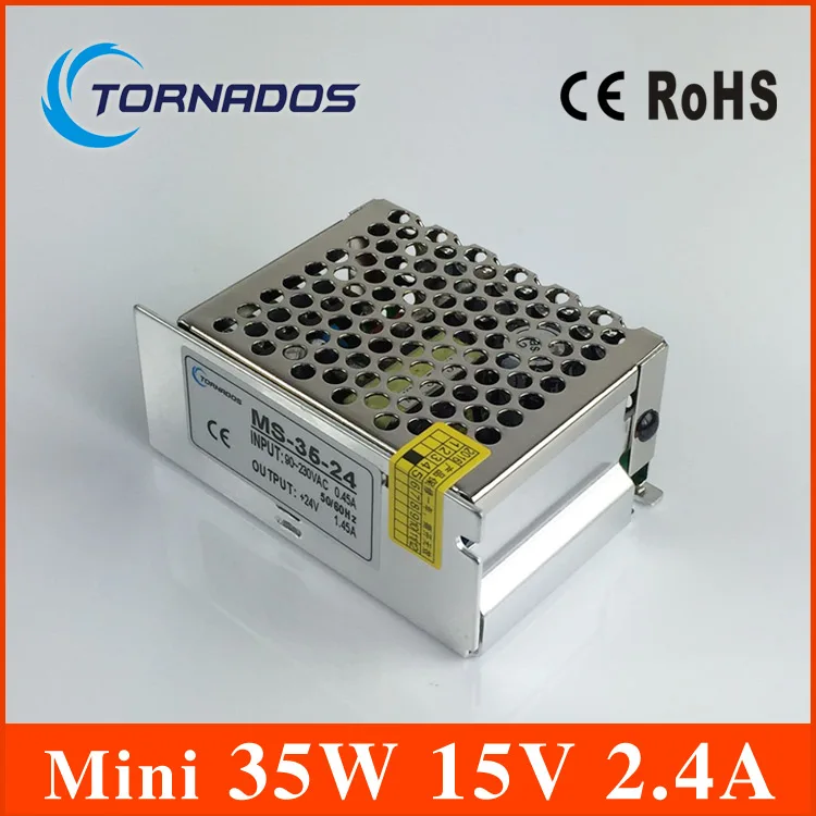 

(MS-35-15) High quality 36W 15V 2.4A mini size single output ac dc 15V switching power supply for Led lights
