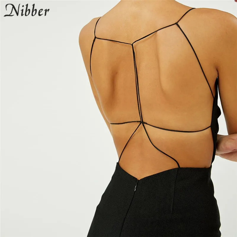 Nibber летнее сексуальное женское черное длинное платье с открытой спиной для вечеринки, новое модное платье на бретельках с высокой талией, Повседневное платье для пляжа и отпуска