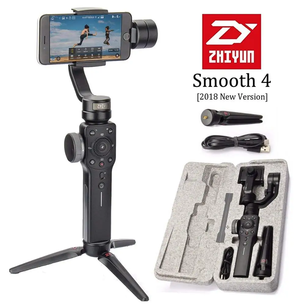 Zhiyun Smooth 4 Vlog 3-осевой портативный смартфон сотовый телефон видеокамеры Стабилизатор для iPhone XS Max XR X 8Plus 7P samsung S9 фотокамеры мгновенного действия 8 7 и экшн Камера - Цвет: Smooth 4 Black