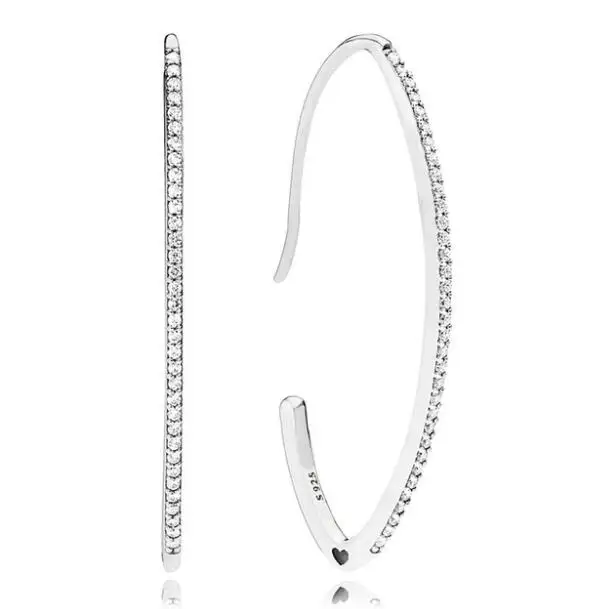 

Authentic 925 Sterling Silver Pandora Earring Oval Sparkle Hoop Earrings With Crystal For Women Wedding Gift Europe Jewelry