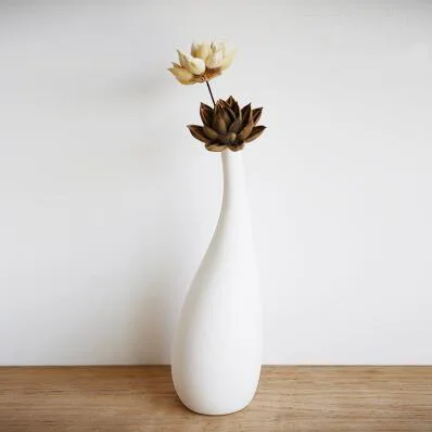 Скандинавская простая Капля воды ваза чисто белая Вегетарианская керамическая ваза статуэтки Домашнее украшение ремесла настольная сушеная Цветочная ваза искусство