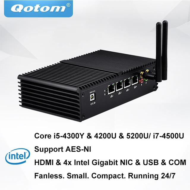 Best Price QOTOM Mini PC PFSense AES-NI with 4 Gigabit NIC, Core i3 i5 i7 Processor, Fanless Mini PC with Serial Port Best Price QOTOM Mini PC PFSense AES-NI with 4 Gigabit NIC, Core i3 i5 i7 Processor, Fanless Mini PC with Serial Port