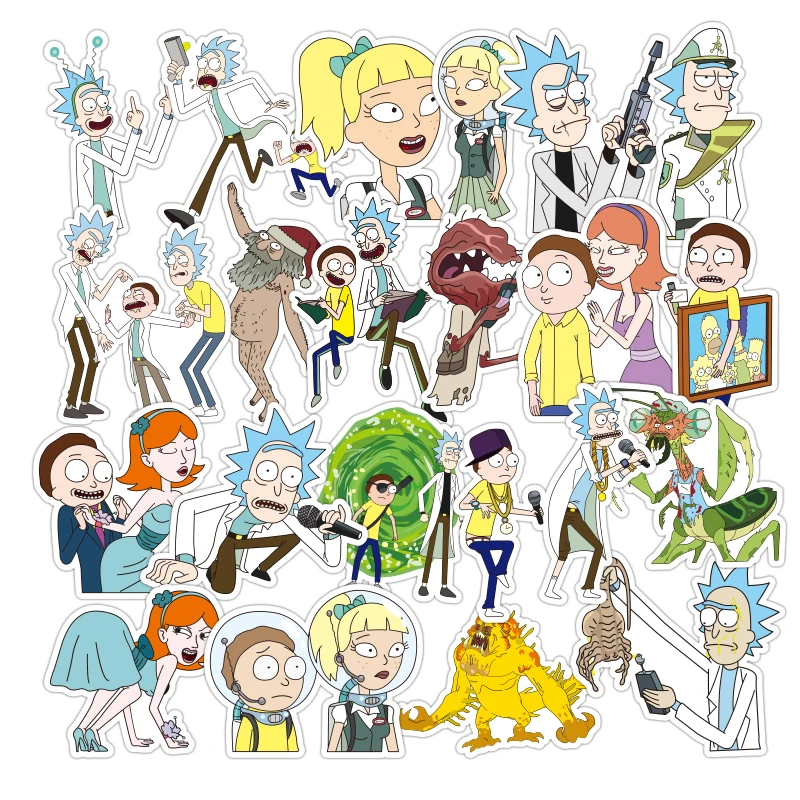 95 Pcs Lot American Rick Morty Drama Funny Bumper Decal For Laptop Car Motorcycle Bicycle Bike