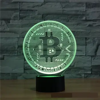 

New Bitcoin 3d Lamp 7 color Touch Led Visual Led Night Light Gift Decoration Table Lamp Gifts for Children Kids Room Light