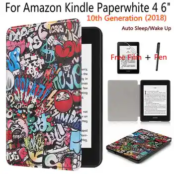 

ibuyiwin Magnetic Smart PU Leather Cover for Amazon Kindle Paperwhite 4 6" 10th Generation e-Book Case+Free Screen Film+Pen