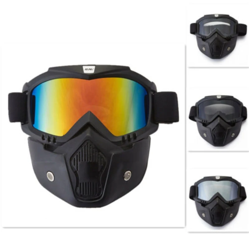 ILM Motorcycle Helmet Face Masks Riding Goggles Glasses Removable
