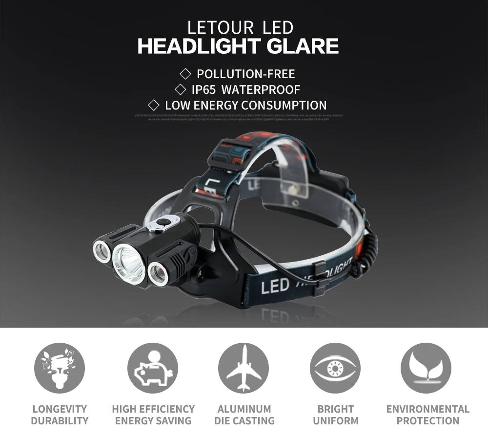 LED Head Lamp T6 Waterproof 6000 Lumens Head Torch Powerful Flashlight Lantern Rechargeable 18650 Battery for camping fishing