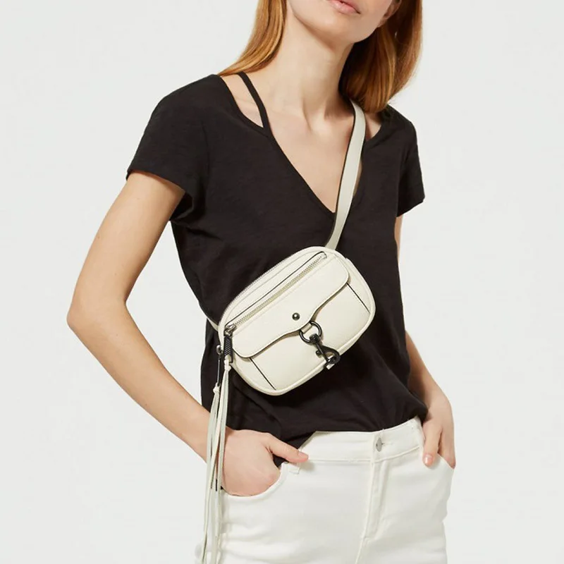 

Waist Bags For Women Fashion Design Leather Lady Belt Bags Tassel Fanny Pack Female Chest Bag Crossbody Bag(White)