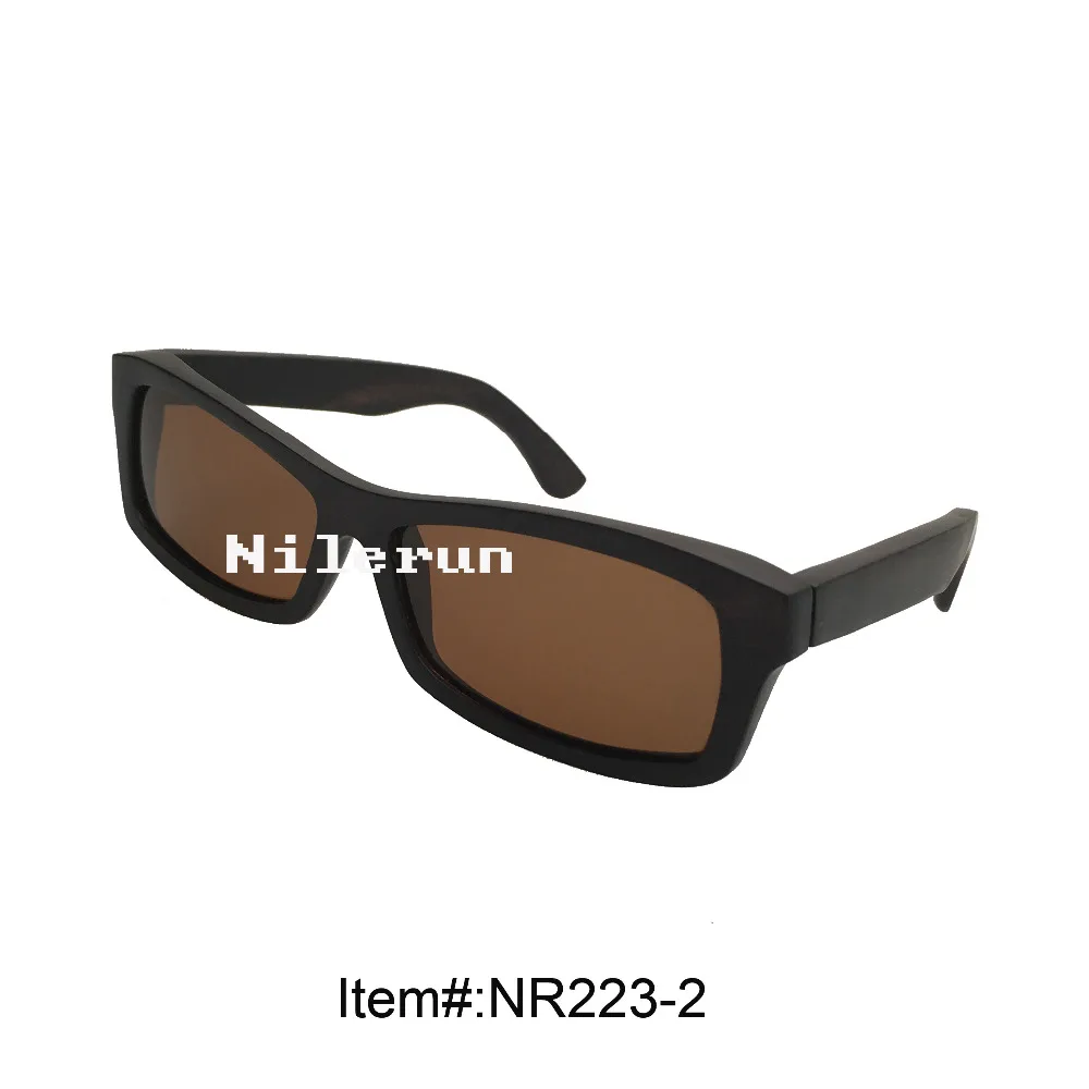 

rectangle brown polarized lens black wooden sunglasses
