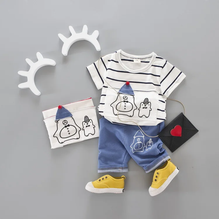 

Casual Children's Suit 0-4 Years Old Baby Cotton Striped Short-sleeved Pants Children's Clothing Boutique Kids Clothing