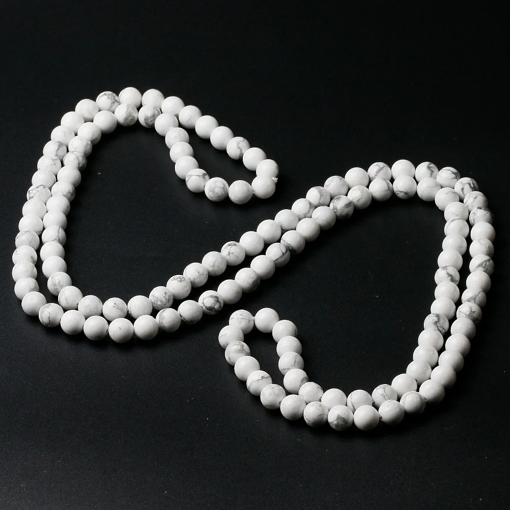 Белый говлит Для мужчин камень 8 мм из бисера Цепочки и ожерелья Модные Натуральный камень Для женщин Изделия Дизайн аксессуары ручной работы подарок