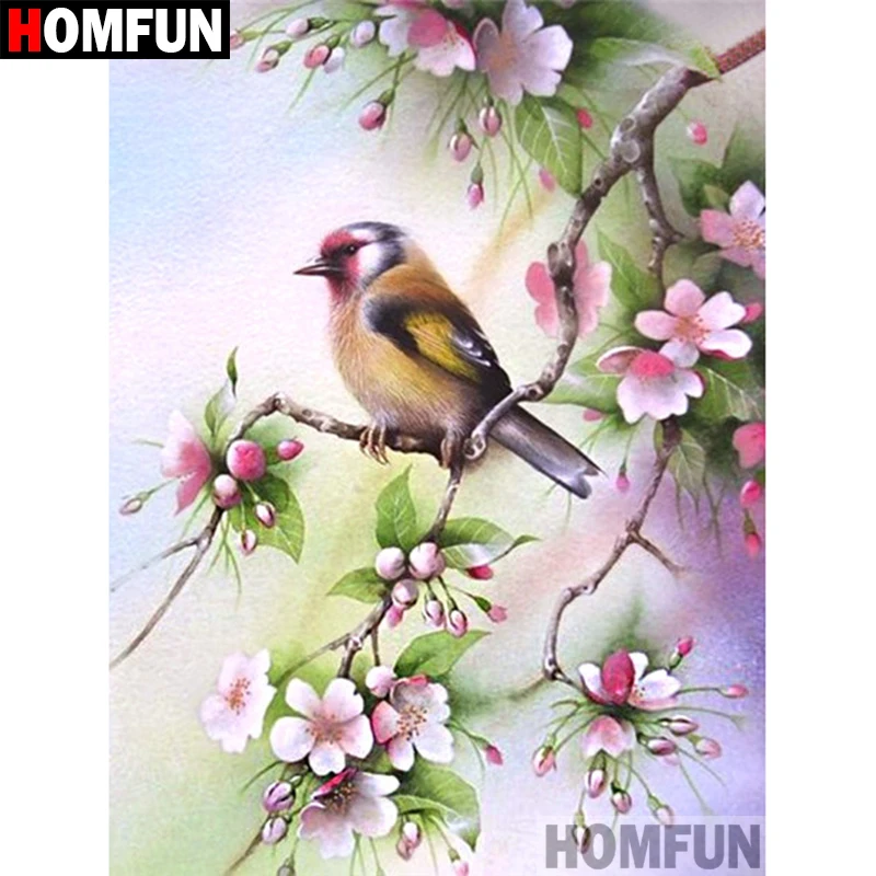 

HOMFUN 5D DIY Diamond Painting Full Square/Round Drill "Birds and flowers" 3D Embroidery Cross Stitch gift Home Decor A00367