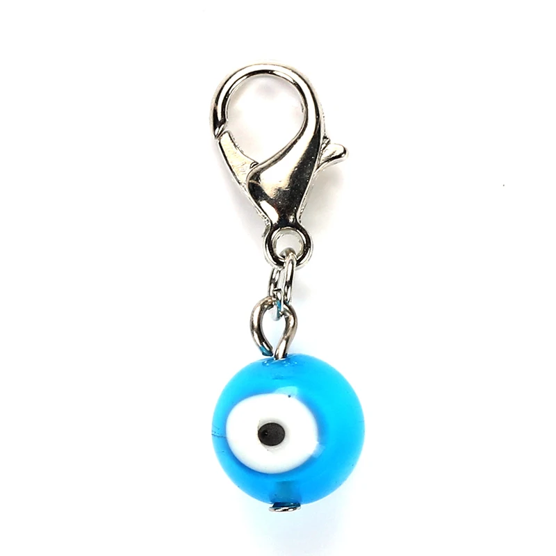 Lucky Eye 5/6pcs/lot Colorful Evil Eye Beads Charms Lobster Clasp Pendant Brooch Key Chain Jewelry Accessories Findings EY4922