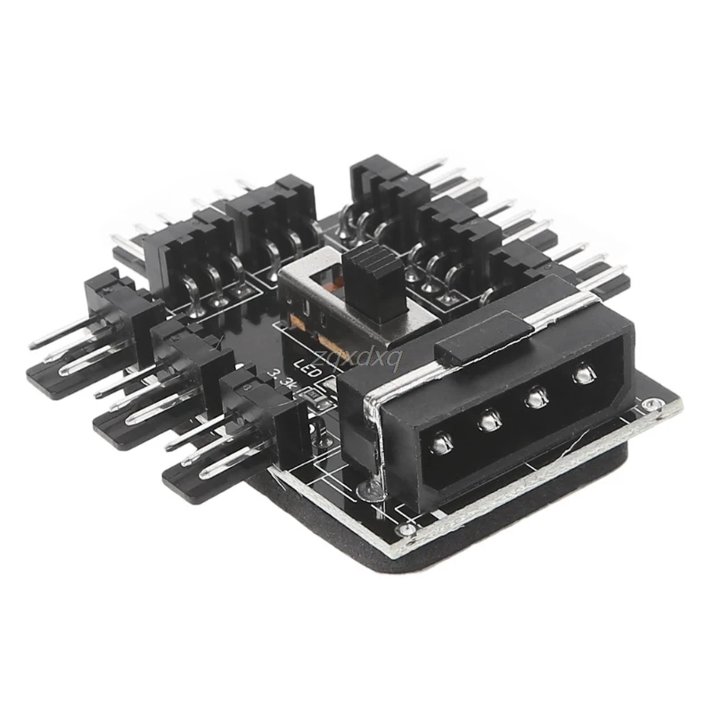 PC 1 إلى 8 4Pin موليكس مسند تبريد للاب توب مدمج به مكبر صوت مروحة Hub الفاصل كابل PWM 3Pin امدادات الطاقة سرعة تحكم محول ل PC التعدين S07