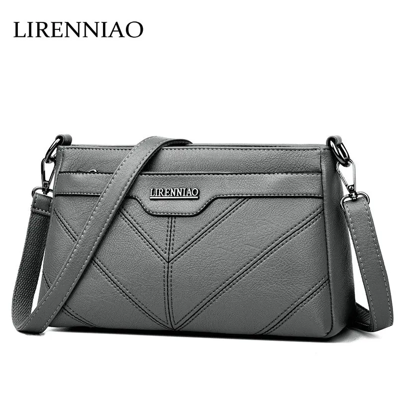 

LIRENNIAO Korean Suede Bag Cow Leather Women Thread Design Messenger Bag CrossBody Bag Lady Handbag Causal Travel Clutch