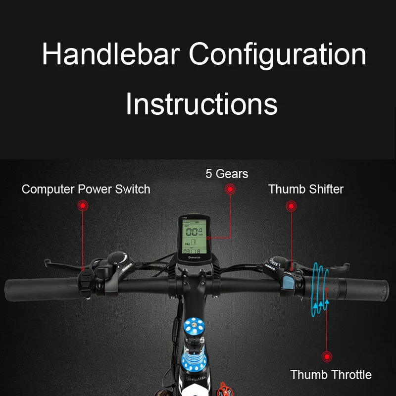 26 Inch 7 Speed Electric Bicycle 5 Grade Pedal Assist 48V Strong Battery Mountain Bike, with 3.5 Inches Big LCD Display