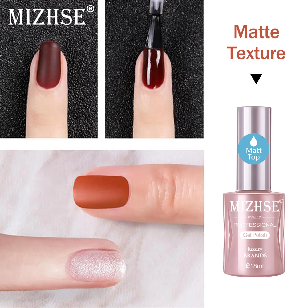 

MIZHSE 1Pc 18ml Matt Top Coat Nail Polish Lacquer Nail Gel Polish Vernis Semi Permanent Matte Gel Vanishes Popular Gel Lak