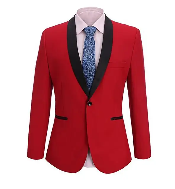 Buy Red Men's Suit Jacket Blazer One Button Peak Lapel Men's Jacket Formal Wear