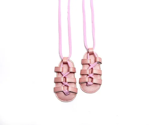 Новые модные сандалии для новорожденных девочек из искусственной кожи летние сандалии на плоской подошве 8 цветов - Цвет: pink