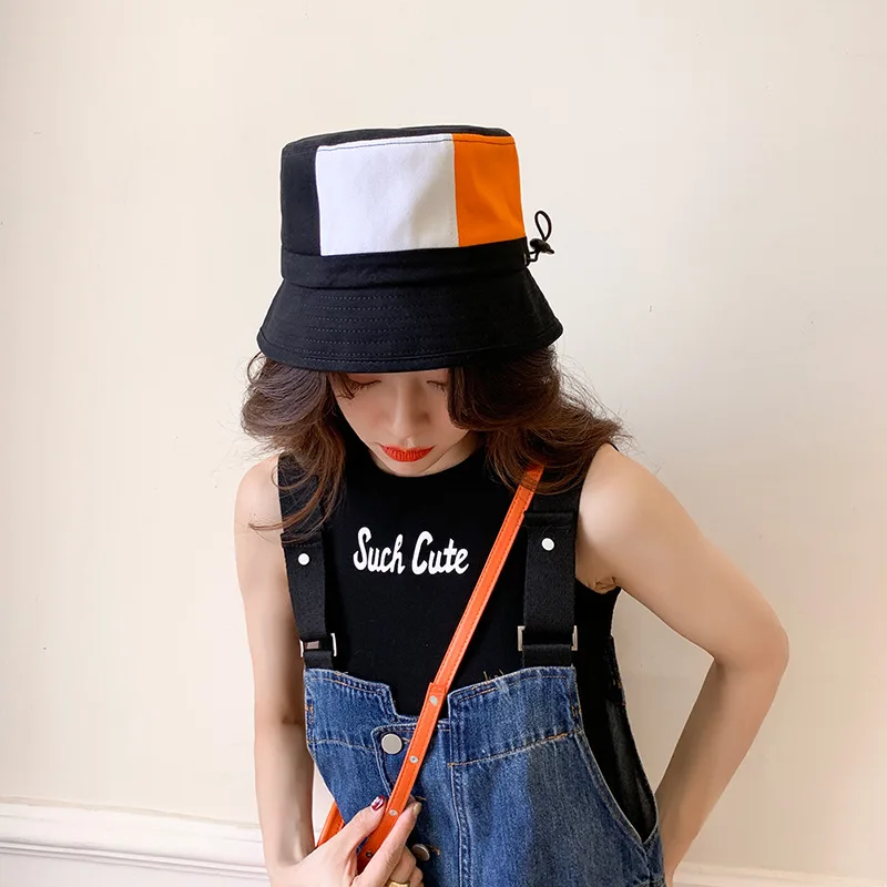 

All-match Printing Spelling Color Various Color Stitching Fashion Leisure Beach Bucket Hat Men Women Fishmen Cap