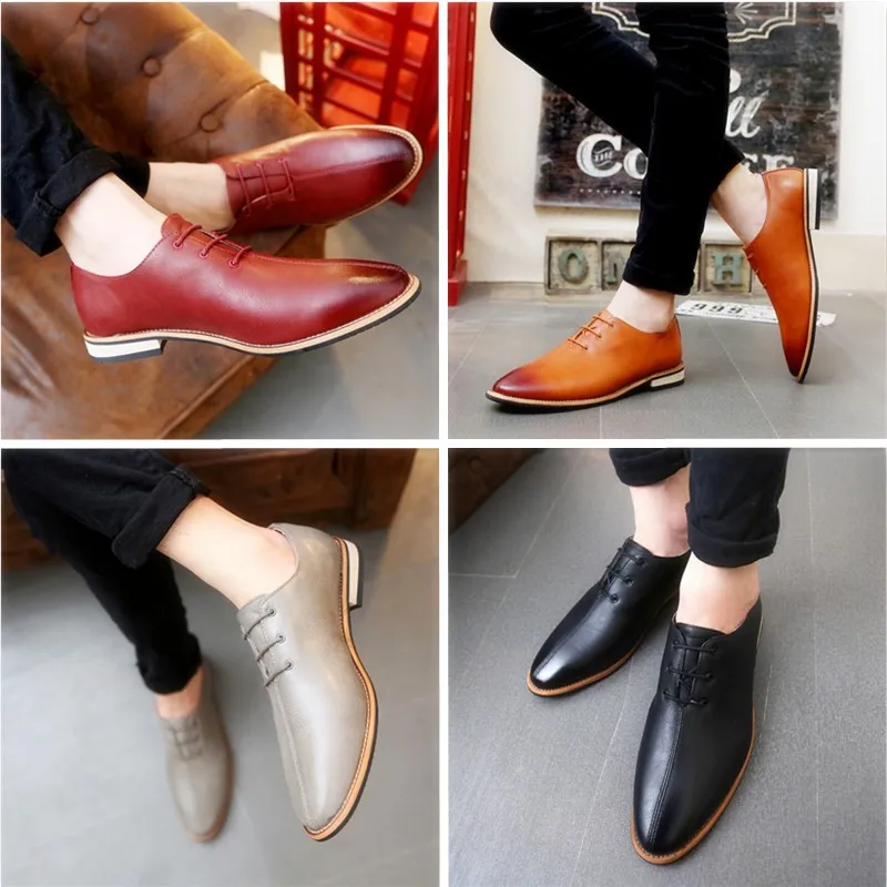 

Spring Leather Shoes Men's Shoes Fashion Lacing Flats Male Pointed Toe Men's Oxfords