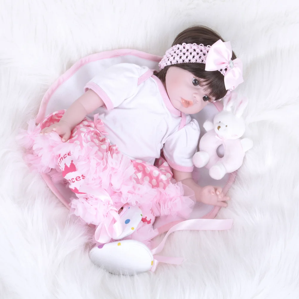 Reborn 55 см мягкий девиз тело Reborn Baby Doll игрушки большие куклы для девочек от 3 до 7 лет Детские куклы с тканью принцессы