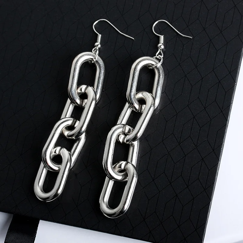 Серьги подвески в стиле панк с 4 петлями и толстой цепочкой|dangle drop earings|dangle earringsdrop