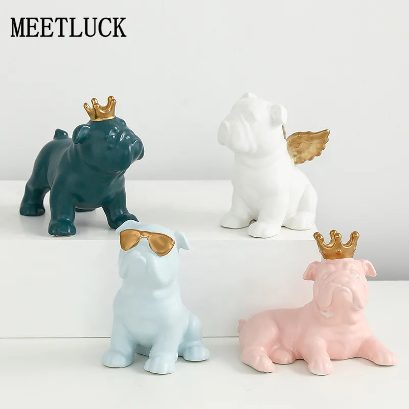 

Nordic Ins Angel Dog Ornaments Creative Home Office Desktop Decorations Children's Room Animal Ornaments Bulldog Crafts 1 PCS
