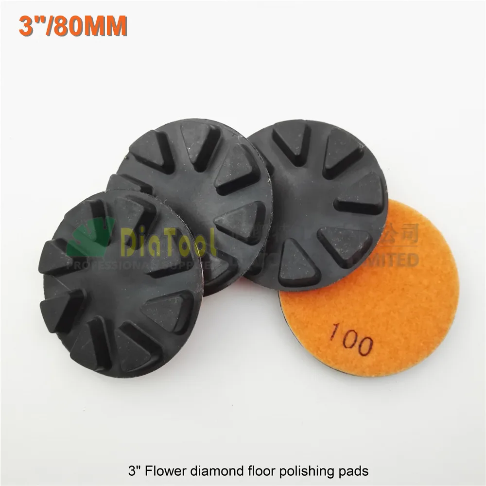 DIATOOL 4pcs 80mm#100 diamond floor sanding disc Flower type 3" Resin bond diamond floor renew polishing pads