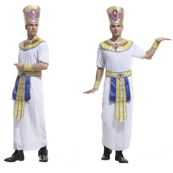 cheap Egypt Prince Princess Royal King Queen Luxury Golden Men Women Costume Halloween Cosplay Masquerade Theme Party Adult Girl Boy
