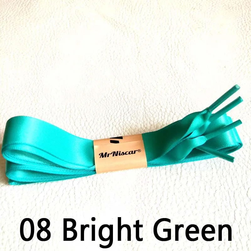 Mr. niscar/2 Пара Мода красочные шелковая лента шнурки Для женщин без каблука Шнурки кроссовки спортивная обувь фантастические шнурки - Цвет: 08 Bright Green