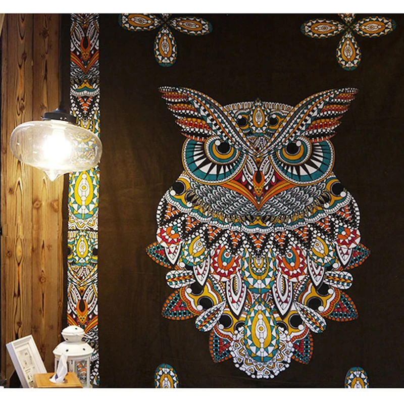 Настенный гобелен с рисунком Совы 150x200 см хиппи бохо покрывало пляжное полотенце
