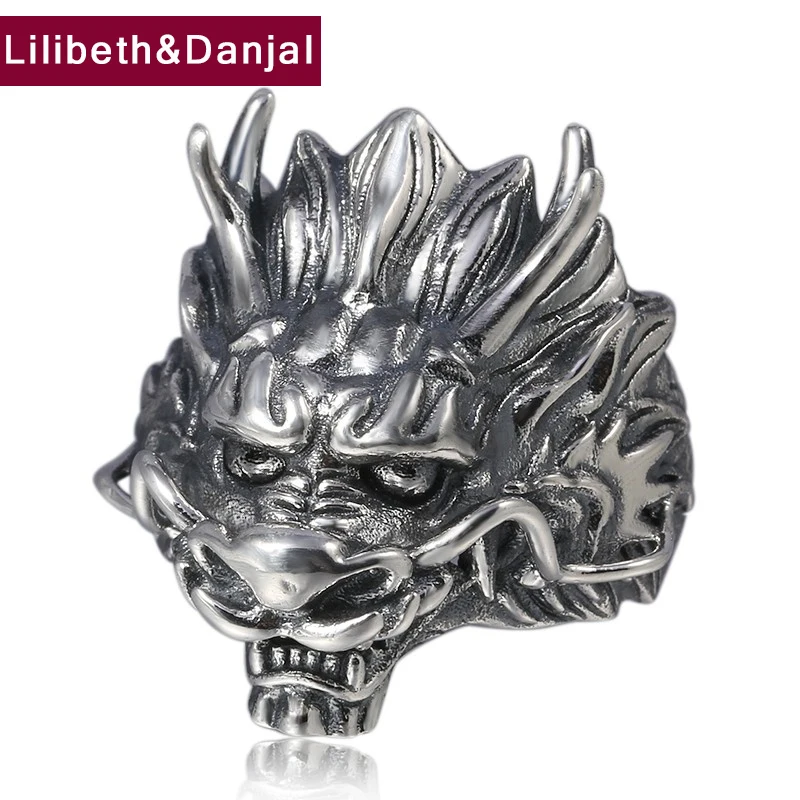 Кольцо Dragon King ювелирное изделие из 100% настоящего серебра в стиле панк рок