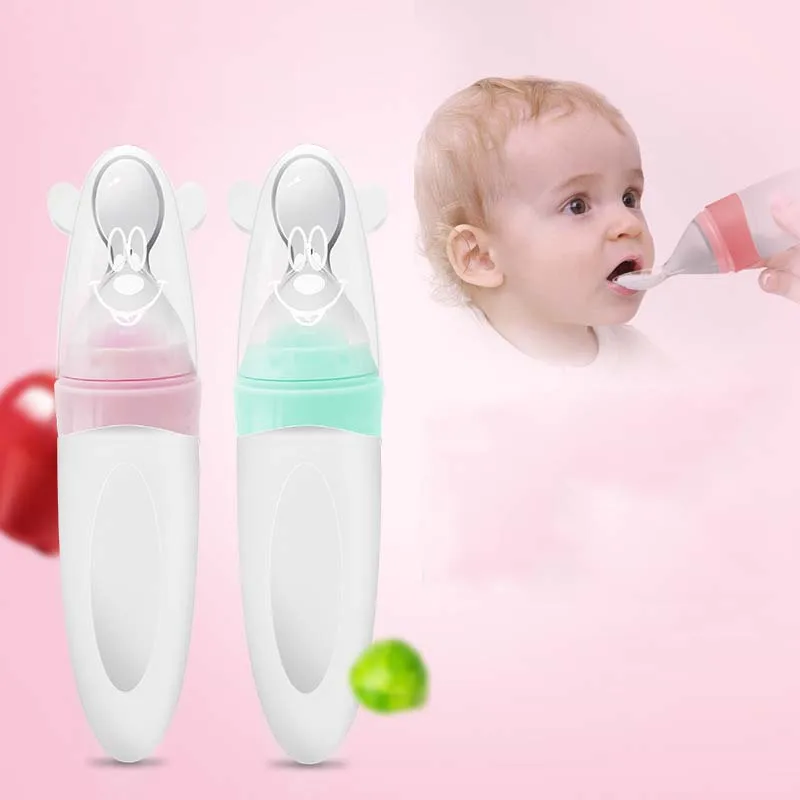 Высокое качество Детские бутыль Ложка силиконовая Совок риса Крупы подачи медицины инструменты экструзии Baby Bottle ложка
