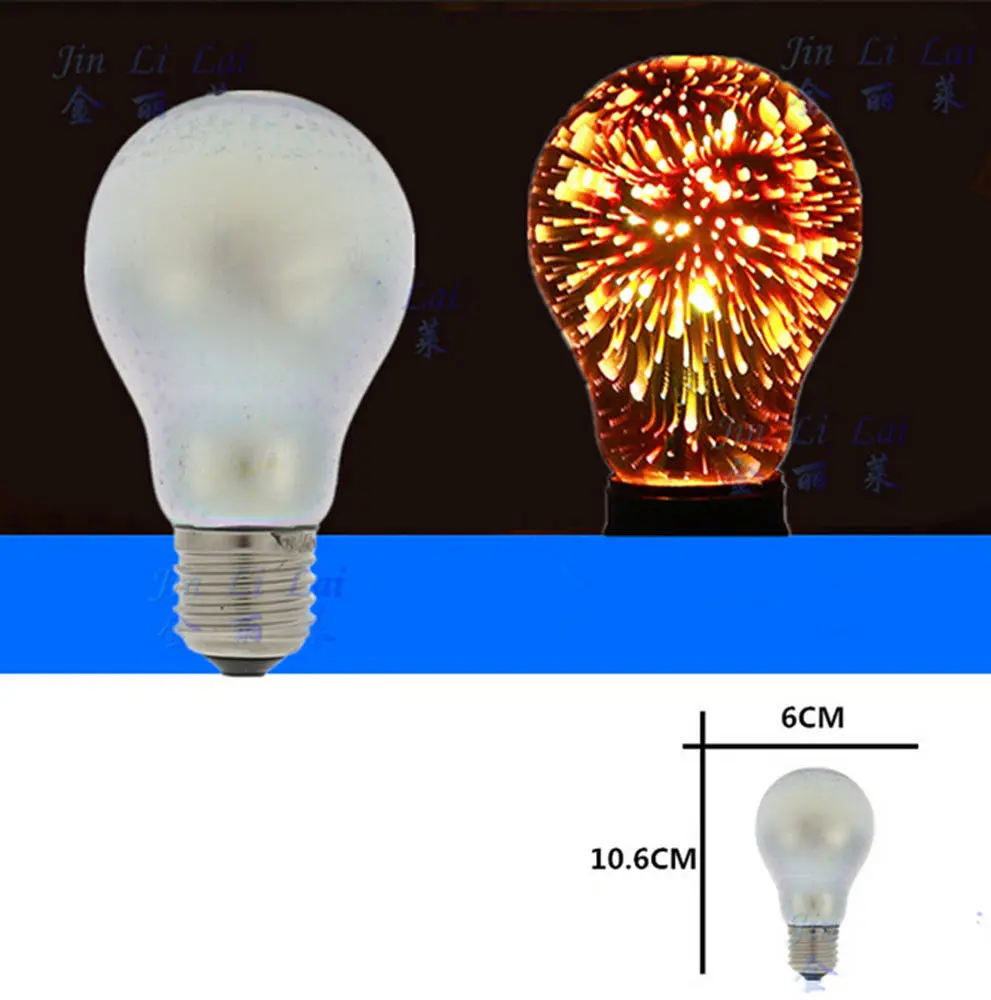 Новинка для рождественской вечеринки Творческий 3D светодиодный фейерверками яркого E27 Эдисон лампы Винтаж Красочные на Рождество вечерние