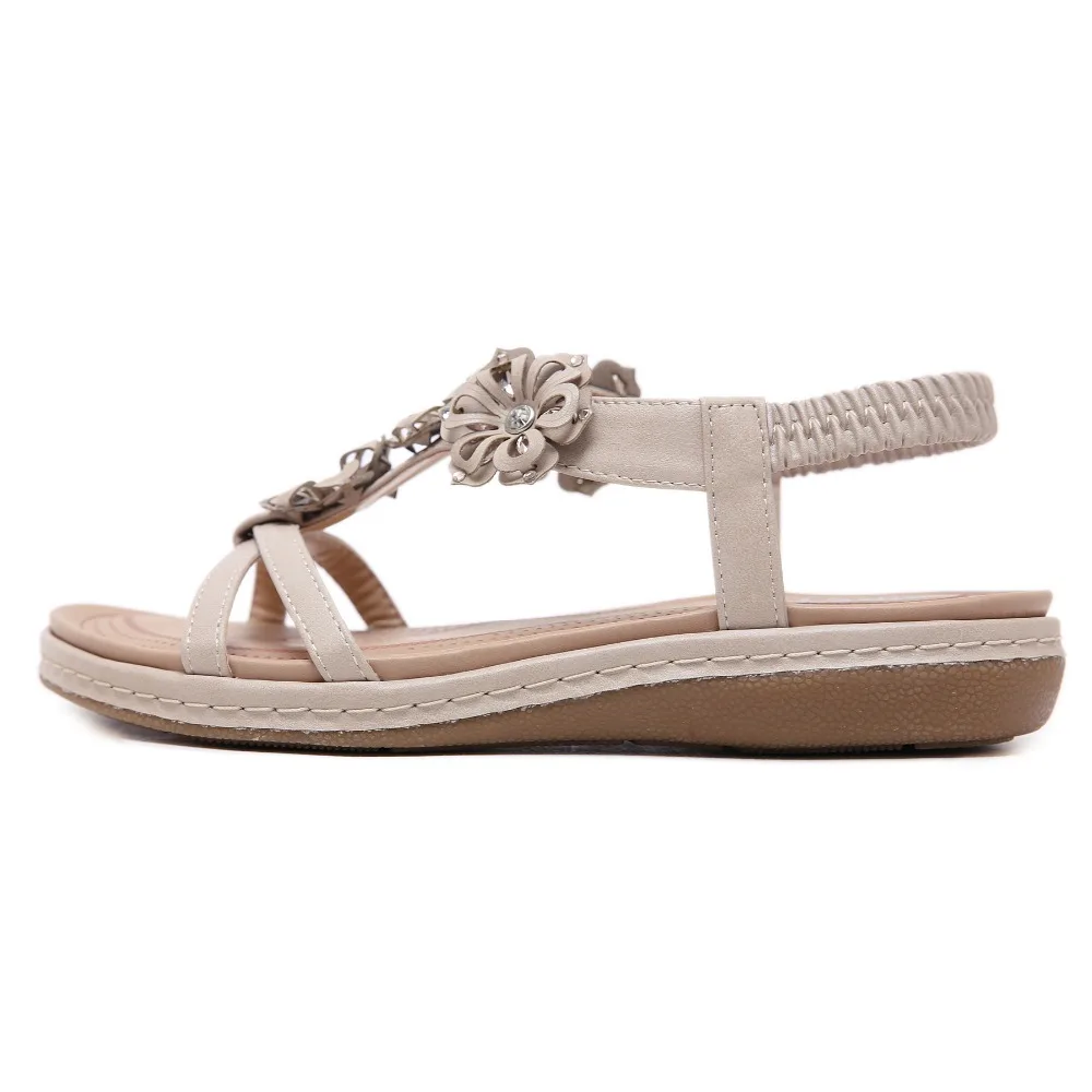 GOXPACER 2019 حجر الراين الأحذية النساء الصنادل بوهيميا كعب مسطح حذاء كاجوال النساء الشقق شريط مرن عبر تعادل شحن مجاني