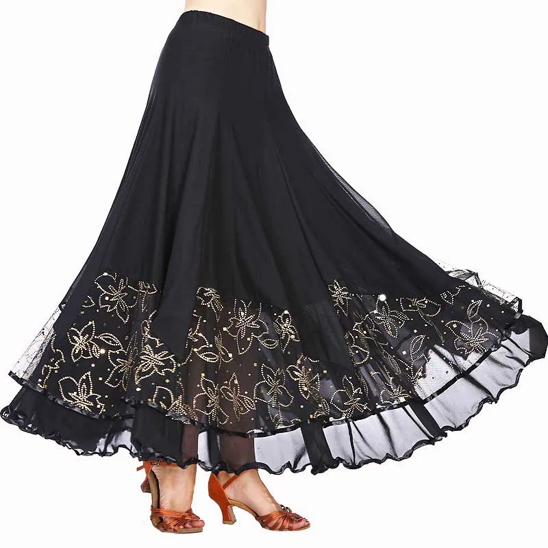 

Women Girls Ballroom Dance Dress Long Swing Modern Standard Waltz Competition Dance Dress Belly Dance Latin Tango Skirt 5 Colors